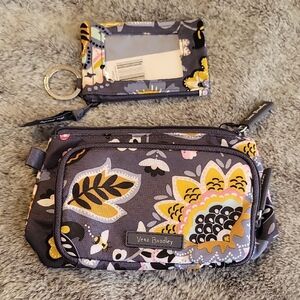 Vera Bradley Gray and Yellow Floral Wristlet Set